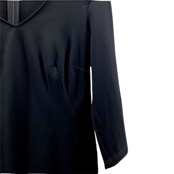 Kenar Black V-Neck Sheath Dress Zip Details 3/4 Sleeve size 4 Stretch Date Night - Picture 4 of 9